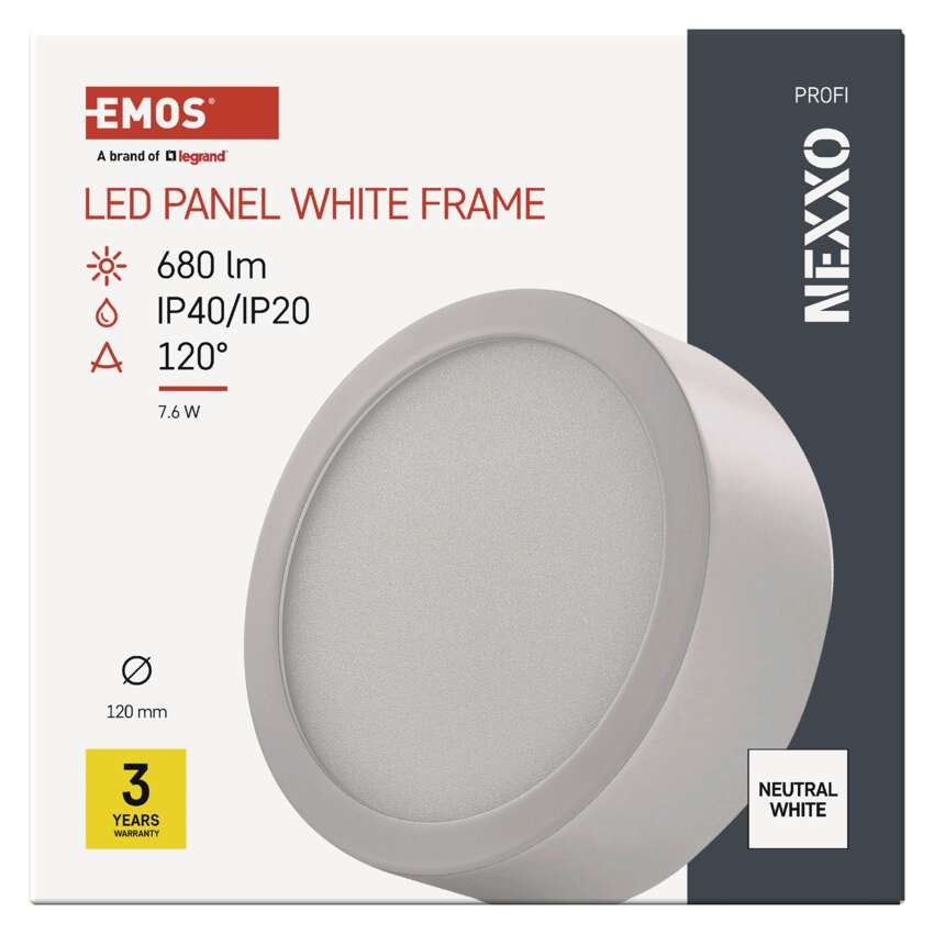 LED šviestuvas NEXXO baltas, 12 cm, 7,6 W, Neutrali balta