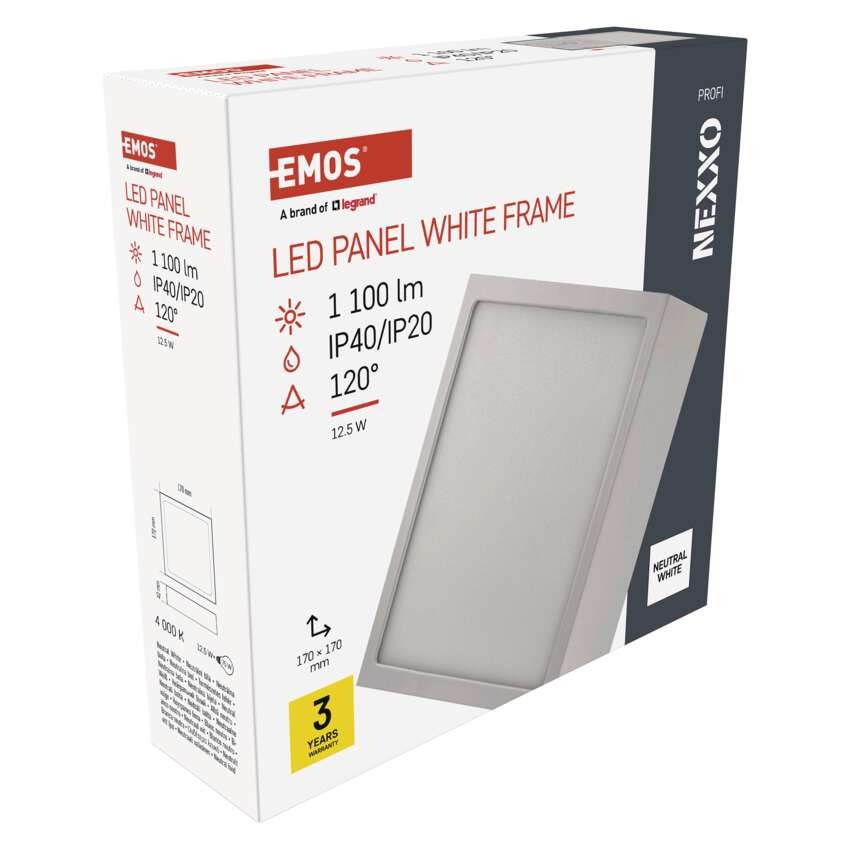 LED panel NEXXO,nadometni,  kvadratni, bel, 12,5W,nevtralno bela