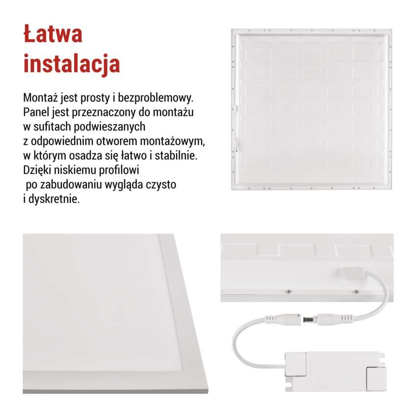 Panel LED LUXXO 60 x 60 cm / 32 mm, 22 W, IP20, neutralna biel