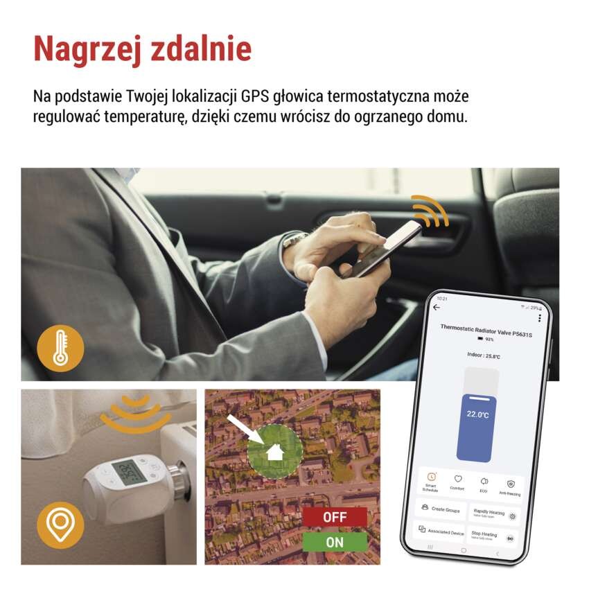 GoSmart Cyfrowa głowica termostatyczna P5631S ZigBee 3.0