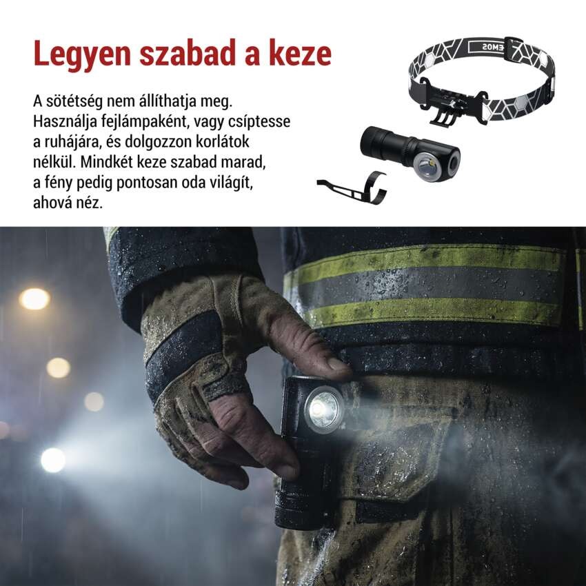 EMOS LED Fejlámpa tölthető P3544, 500 lm, 120 m, Li-Ion 800 mAh