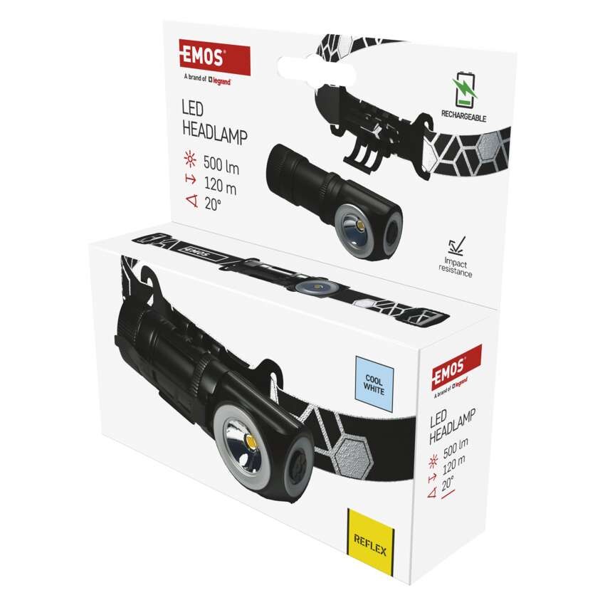 Laetav LED-pealamp P3544, 500 lm, 120 m, Li-Ion 800 mAh