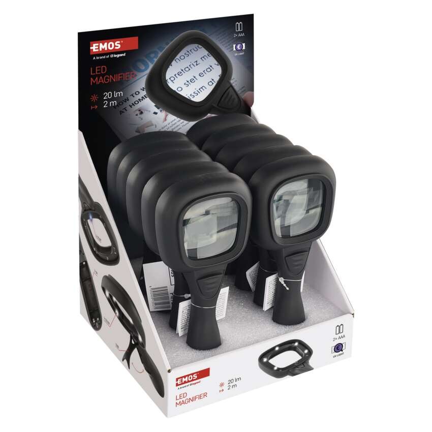 Handlupe mit LED/UV-Beleuchtung, 10 Stück, Karton