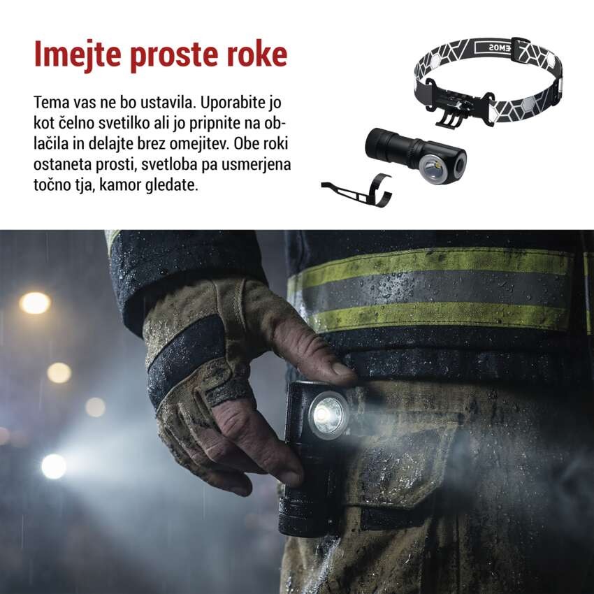 Naglavna polnilna LED svetilka P3544, 500 lm, 120 m, Li-Ion 800 mAh