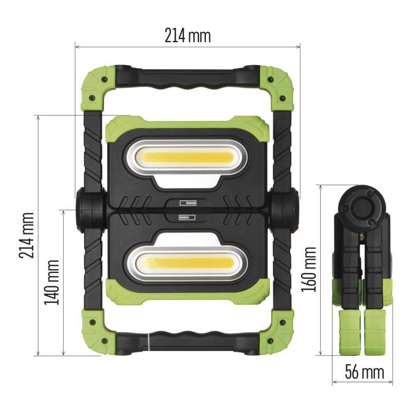 Polnilna LED delovna svetilka 2x COB, 2000 lm, 8000 mAh 