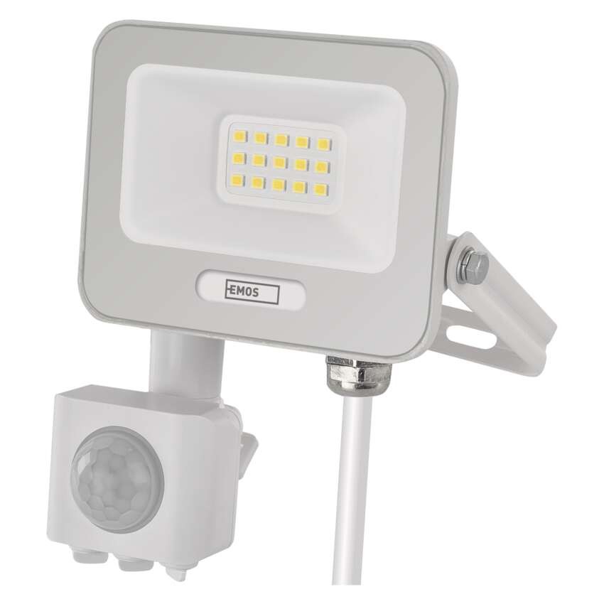 LED reflektor GLARO s pohybovým čidlom, 10 W, biely, IP54, 1000 lm, neutrálna biela