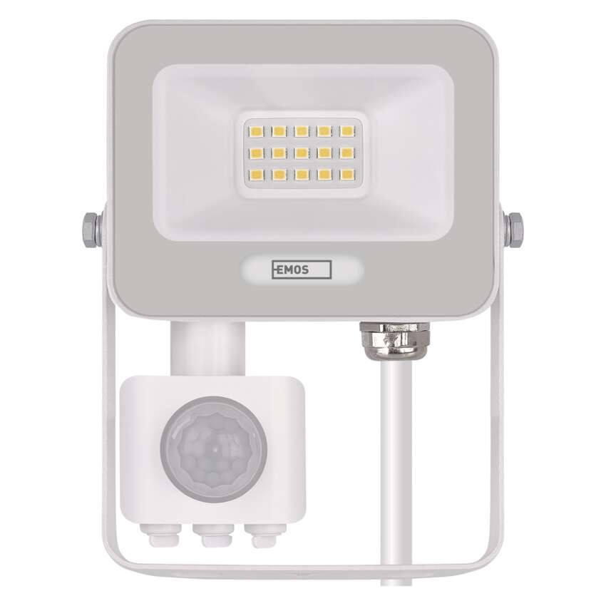 LED reflektor GLARO s pohybovým čidlom, 10 W, biely, IP54, 1000 lm, neutrálna biela