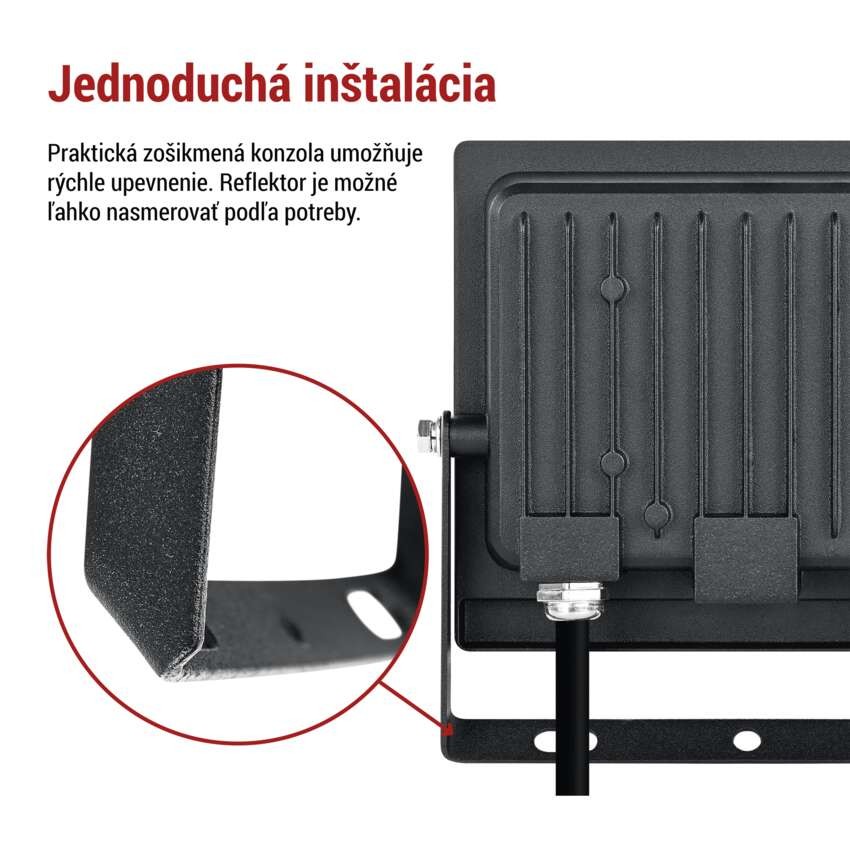 LED reflektor TAMBO EVO, 30 W, 3000 lm, IP65, čierny