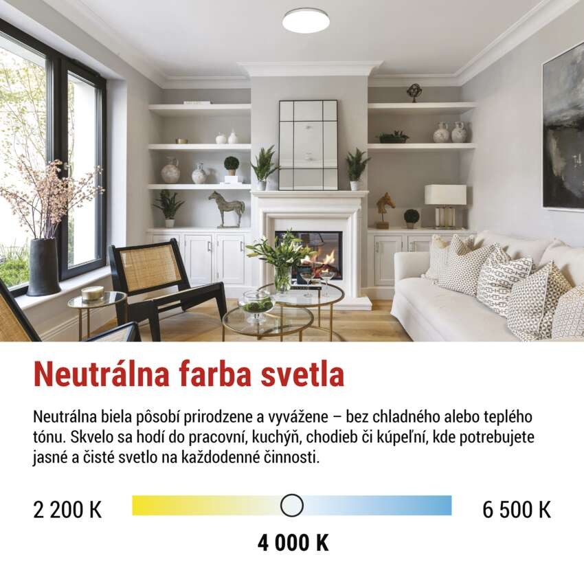 LED stropné svietidlo TIVI, A CLASS, okrúhle biele 19W, IP44, Neutrálna biela