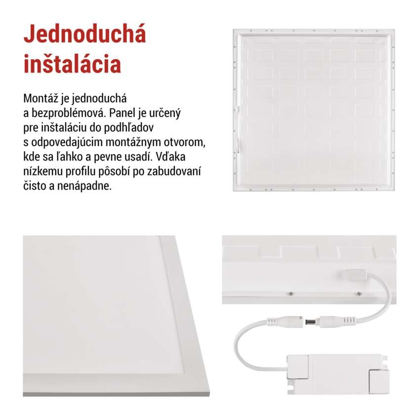LED panel LUXXO 60 x 60 cm / 32 mm, 22 W, 4 000 lm, vstavaný, neutrálna biela, IP21
