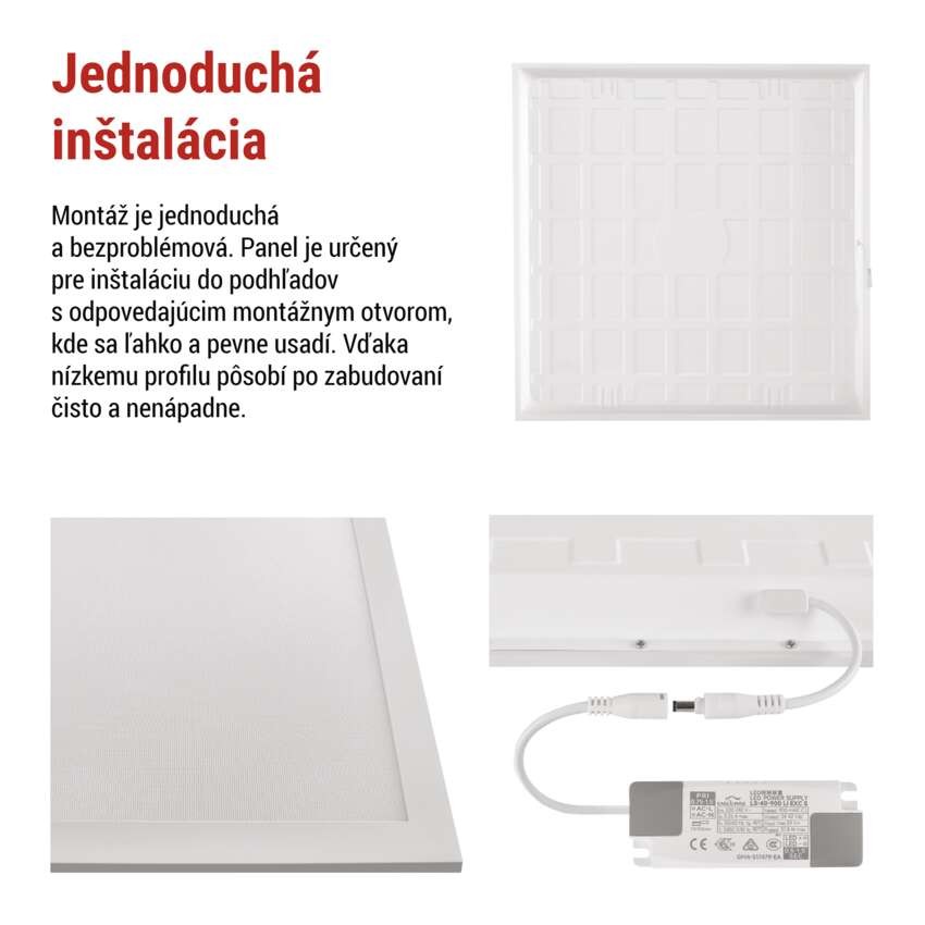 LED panel DIXXO backlit 60×60, štvorcový vstavaný biely, 36W neutrálna b. UGR