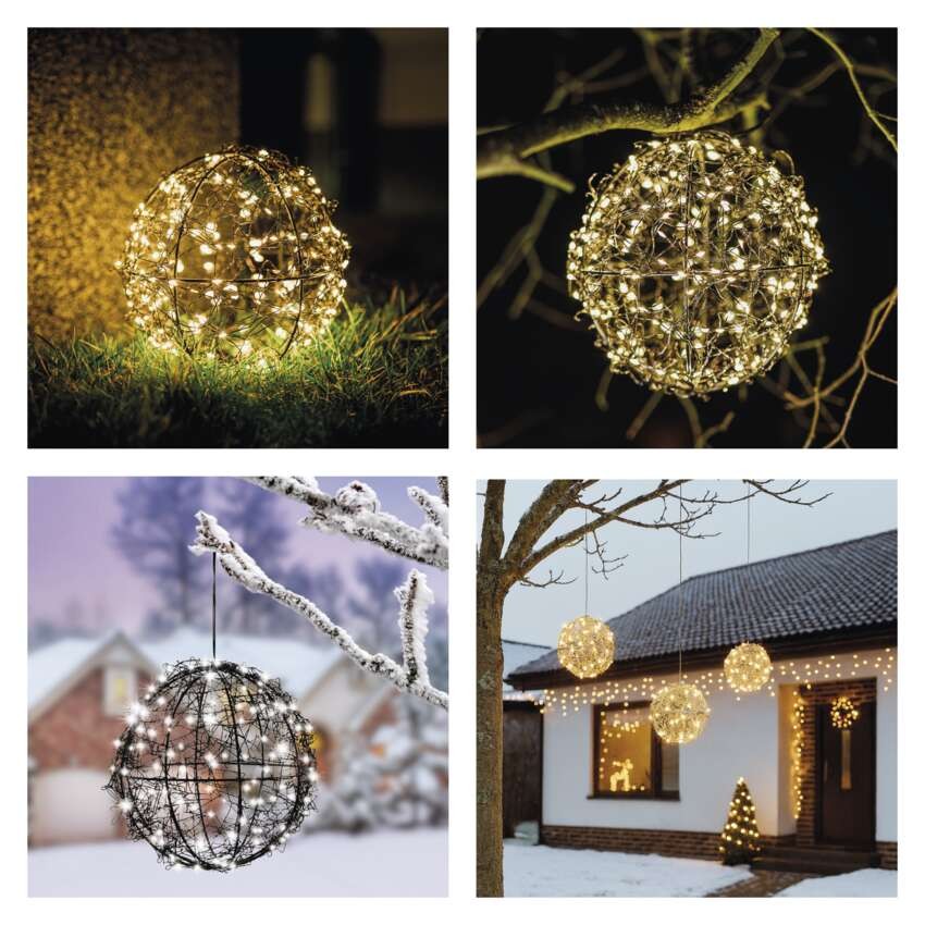 LED Weihnachtskugel – 200 LEDs, für den Außen- und Innenbereich, warmweiß