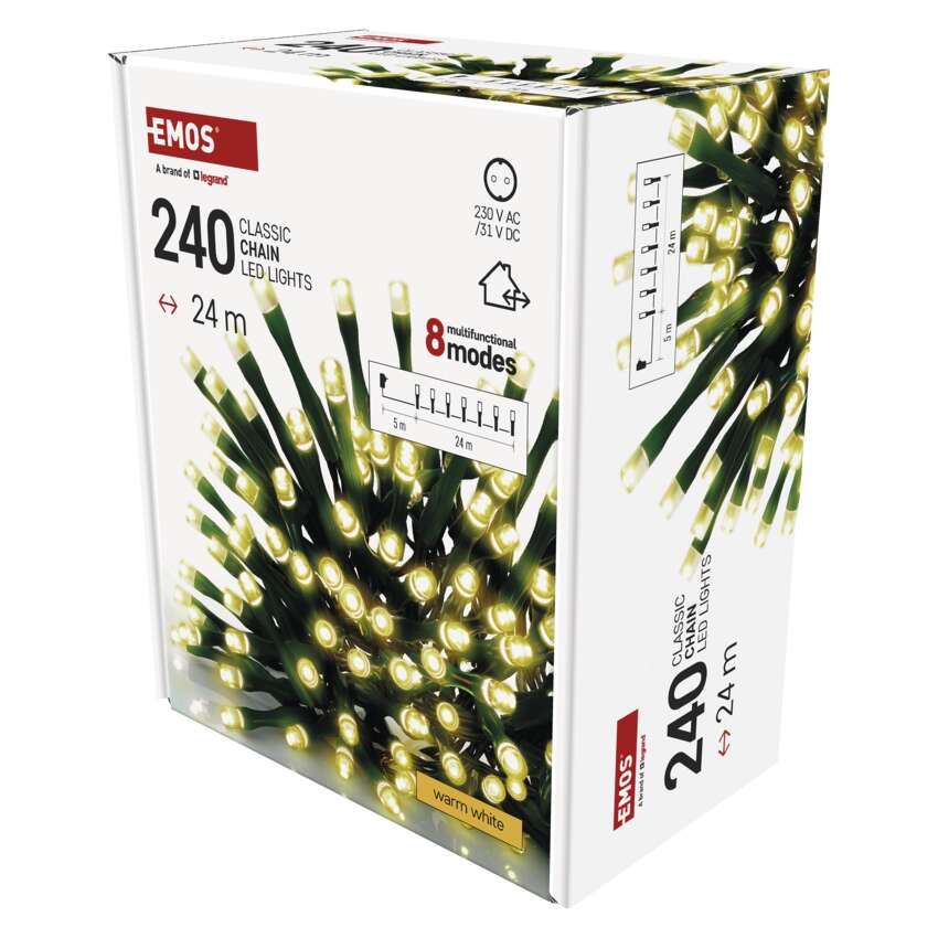 LED Weihnachtliche Lichterkette, 24 m, Außen/Innen, warmweiß, Programme, Timer