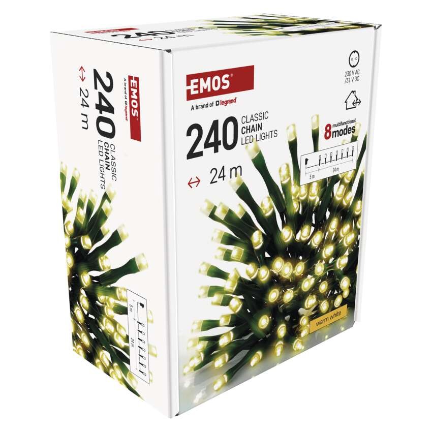 LED Weihnachtliche Lichterkette, 24 m, Außen/Innen, warmweiß, Programme, Timer