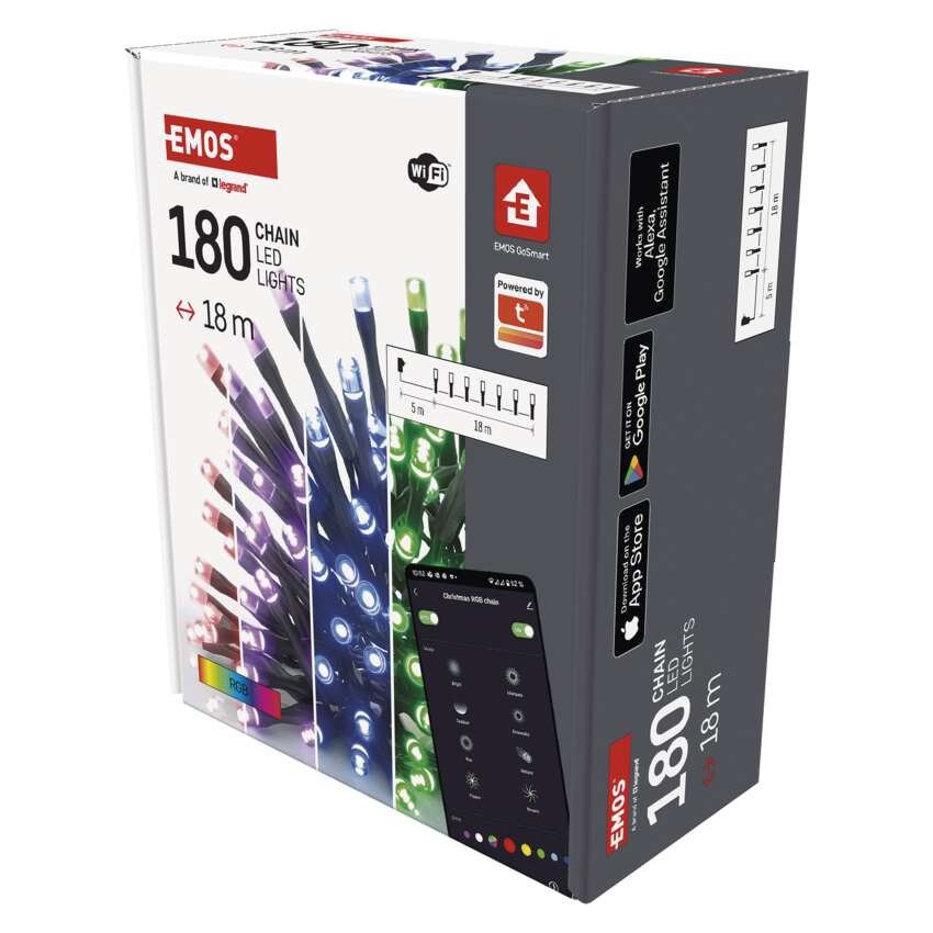 GoSmart LED božična veriga, 18 m, zunanja in notranja, RGB, programi, časovnik, WiFi