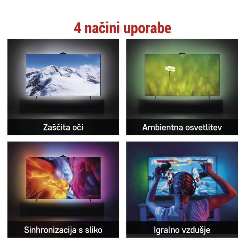 GoSmart Ambientna LED RGB osvetlitev za TV 75“ (189 cm)