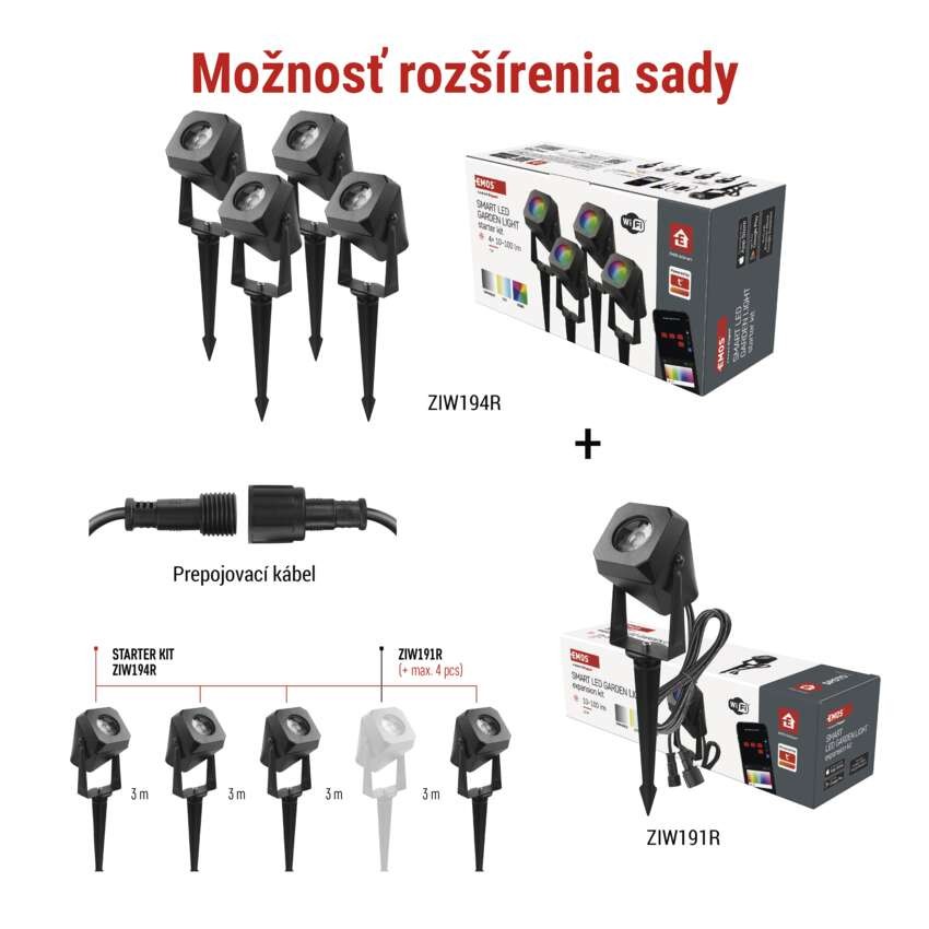 GoSmart vonkajšie LED bodové svetlo, rozširujúca sada, 1 kus, 1,5 W, RGBIC stmievat., WiFi