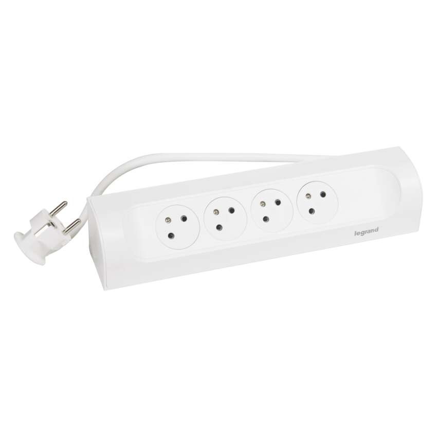 Legrand predlžovací kábel 1 m / 4 zásuvky / biely-čierny / PVC / 1,5 mm2