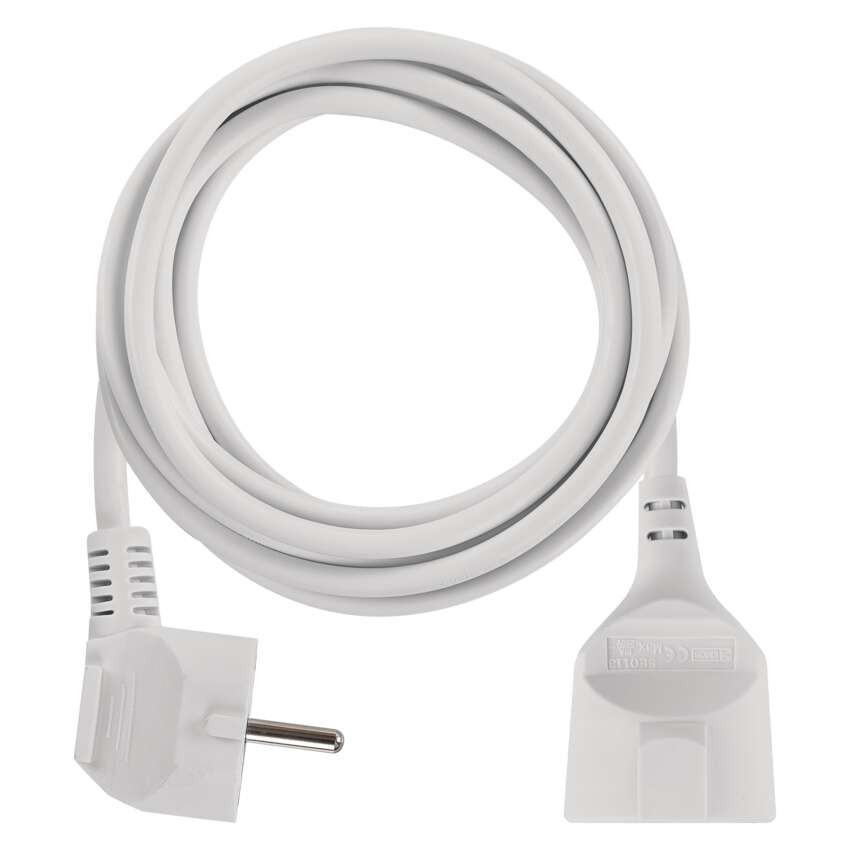 Verlängerungskabel 3 m / 1 Steckdose / weiß / PVC / 1,5 mm2