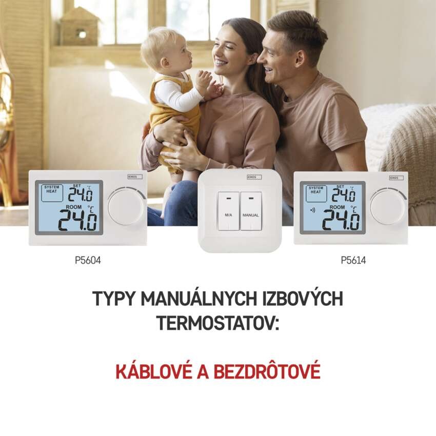 Izbový manuálny bezdrôtový termostat P5614