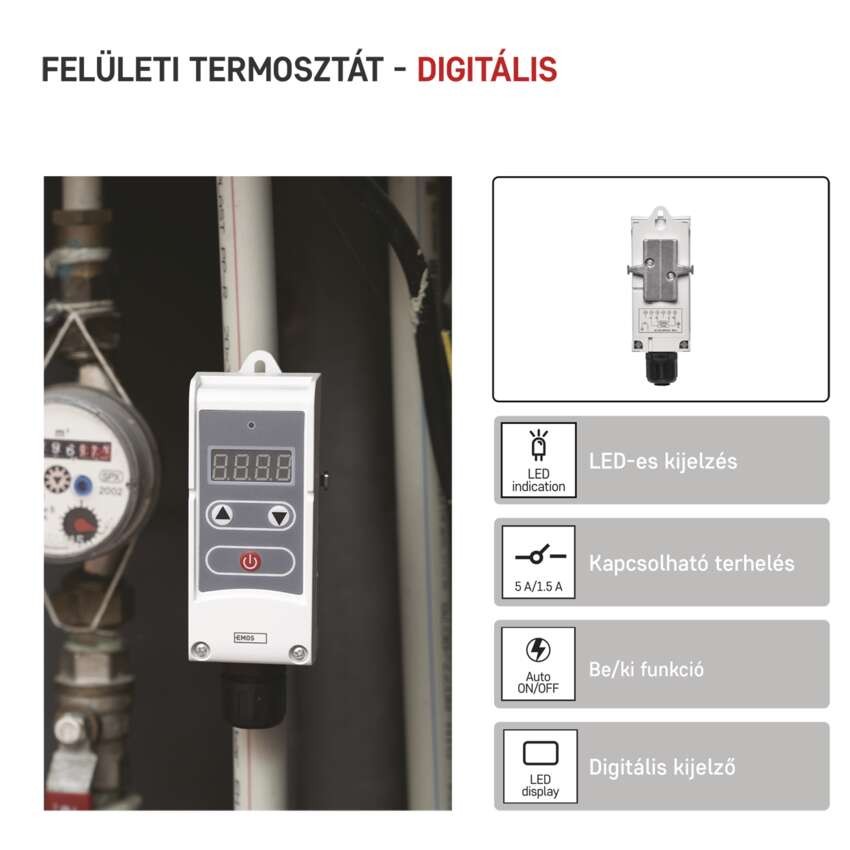 Manuális felületre szerelhető csőtermosztát P5683