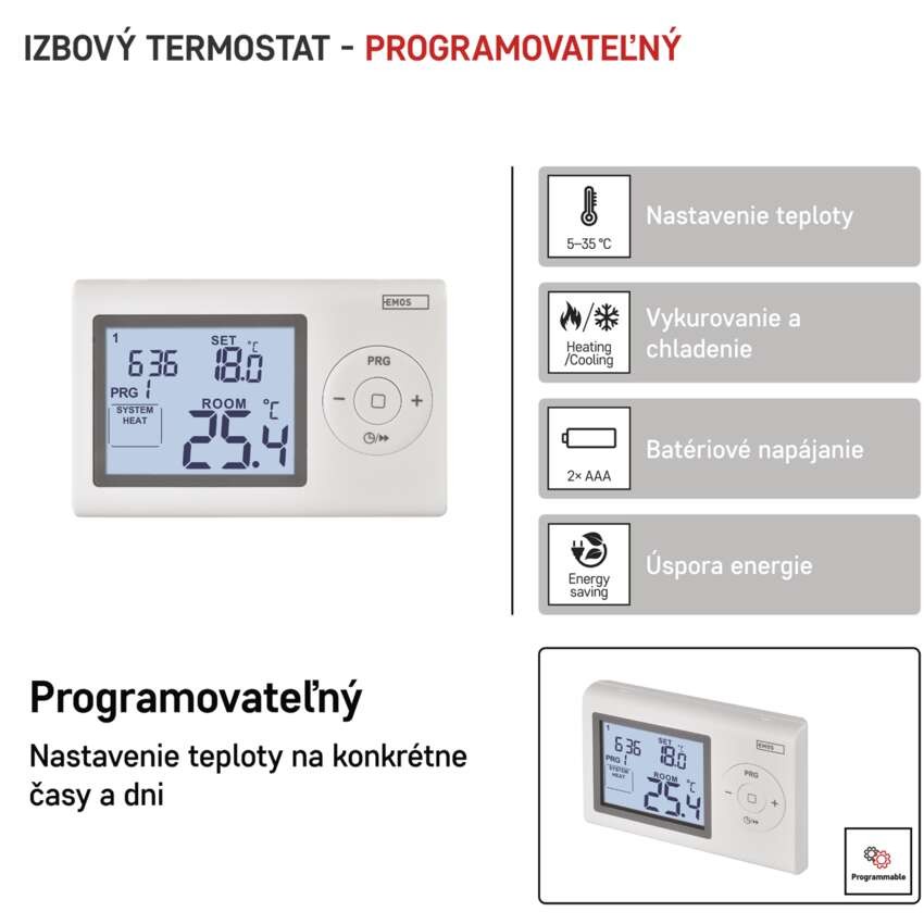 Izbový programovateľný drôtový termostat P5607