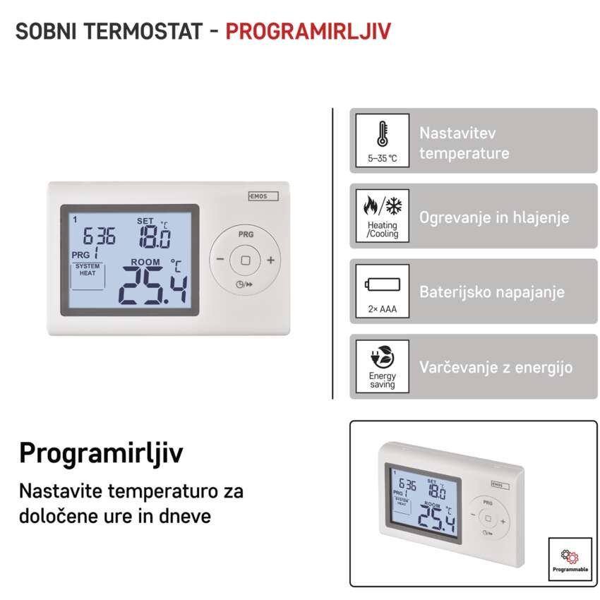 Sobni žični termostat P5607 s programiranjem