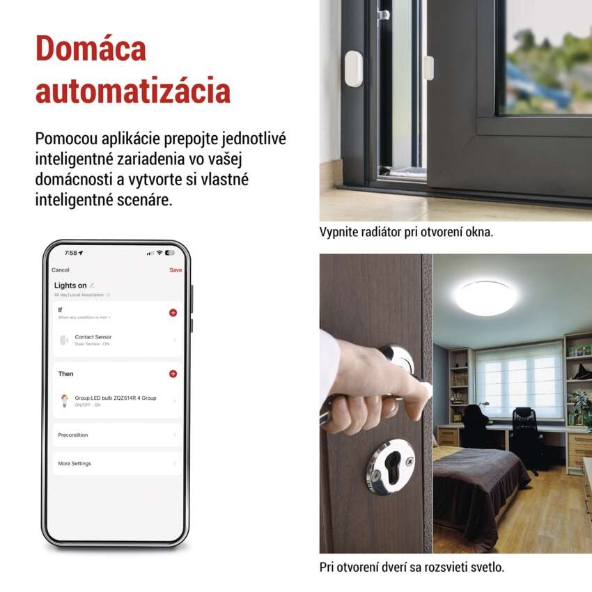 GoSmart bezdrôtový snímač dverí IP-2011Z, ZigBee