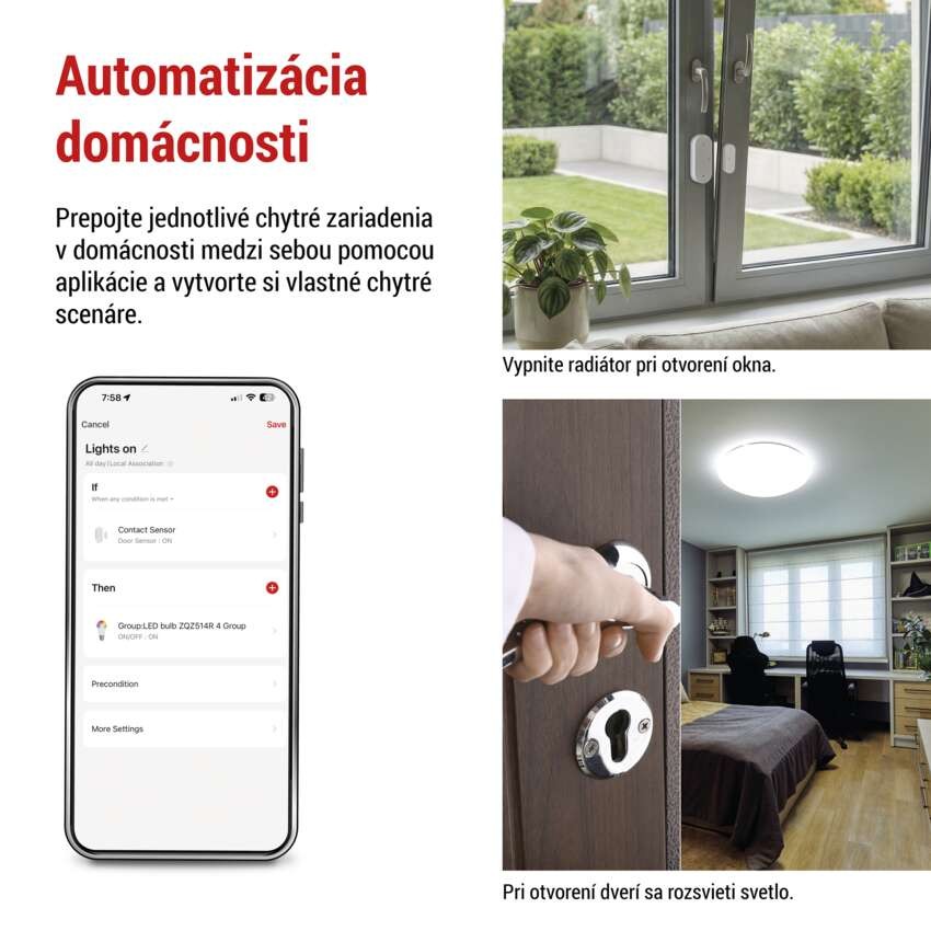 GoSmart bezdrôtový snímač dverí IP-2011Z, ZigBee
