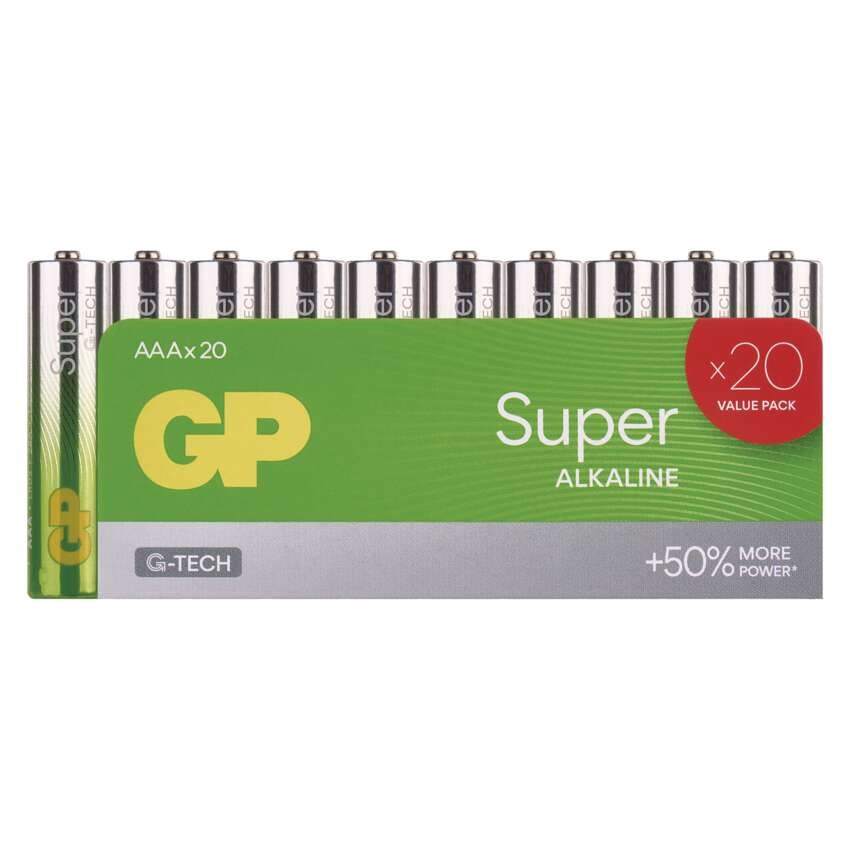 Alkalická baterie GP Super Alkaline AAA (LR03), 20 ks