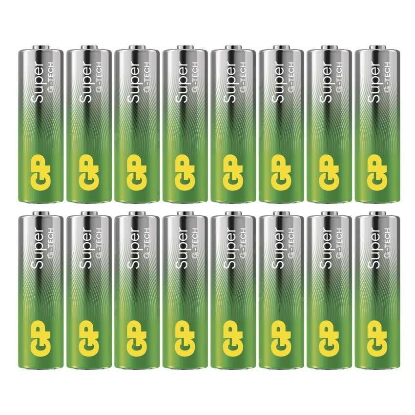 Alkalická baterie GP Super AA (LR6), 16 ks