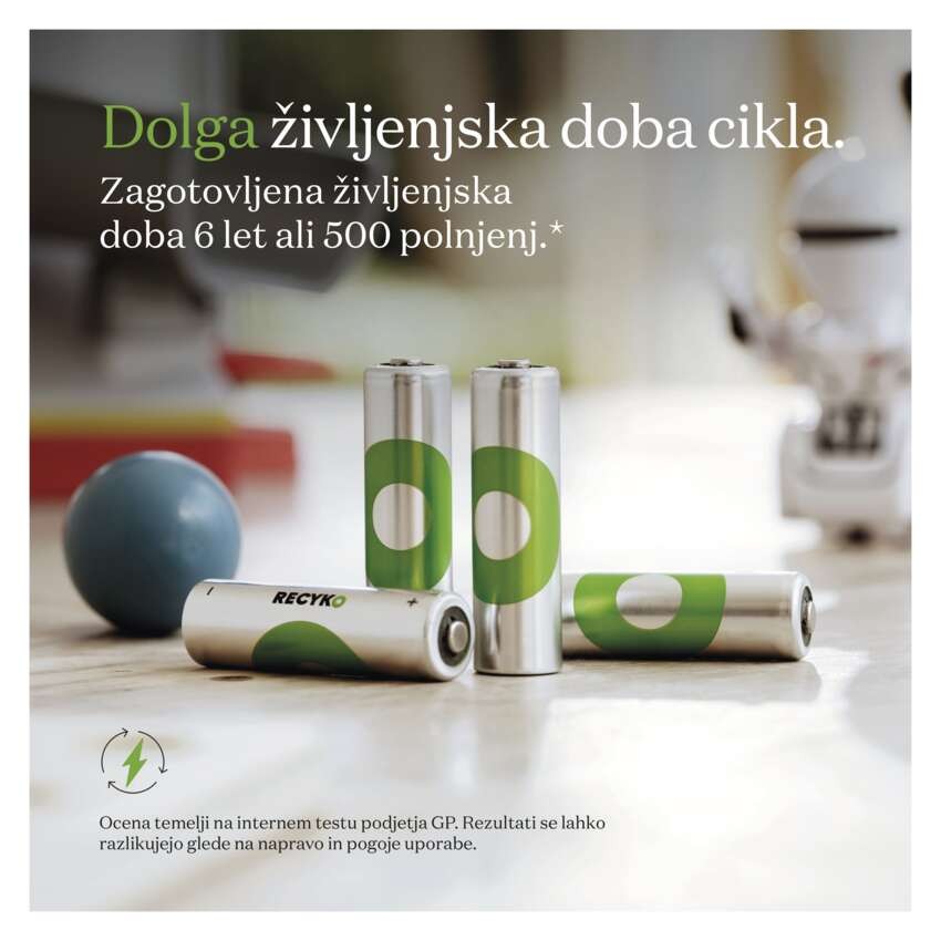 Polnilna baterija GP ReCyko 850 mAh HR03 (AAA)