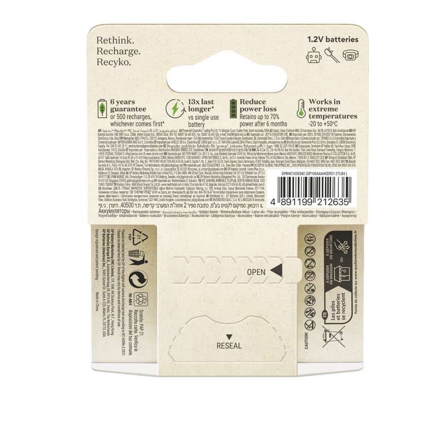 GP ReCyko NiMH Akkumulátor HR03 (AAA) 950mAh 4db