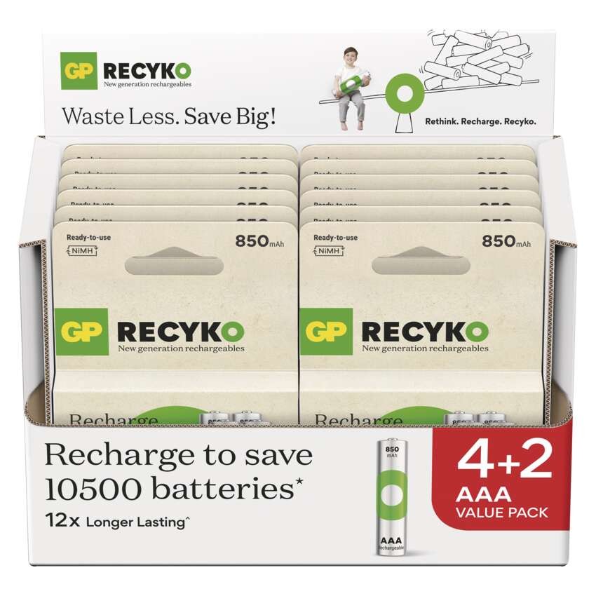 Nabíjecí baterie GP ReCyko 850 AAA (HR03), 6 ks