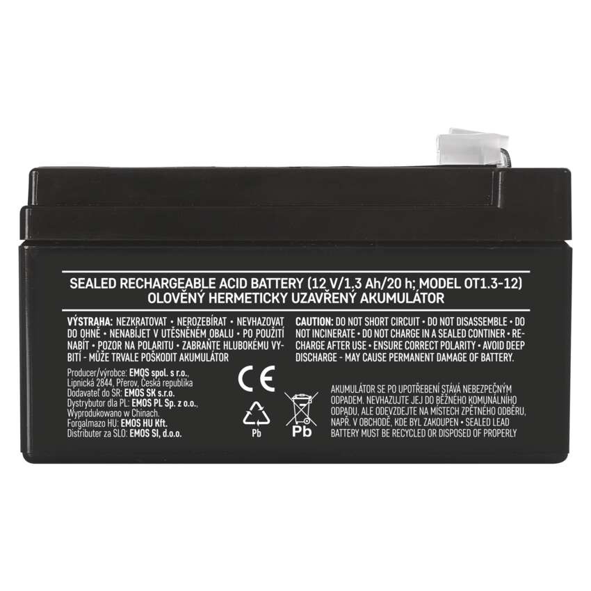 Bezúdržbový olověný akumulátor 12 V/1,3 Ah, faston 4,7 mm