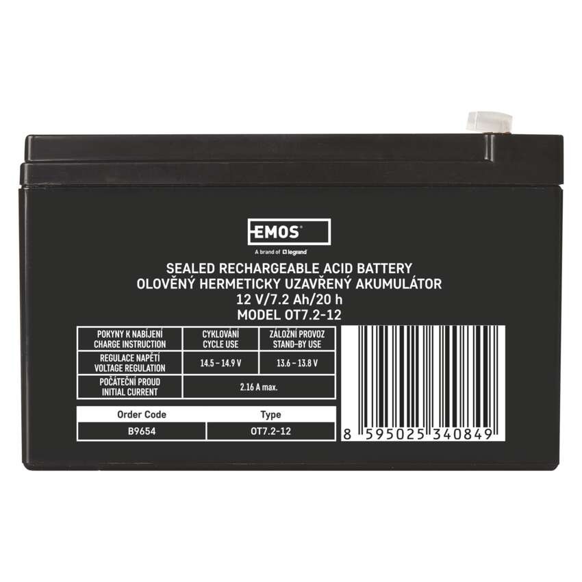 Wartungsfreier Blei-Akku 12 V/7,2 Ah, faston 4,7 mm