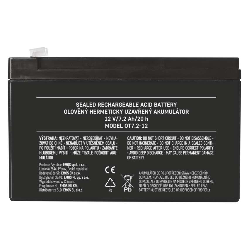 Wartungsfreier Blei-Akku 12 V/7,2 Ah, faston 4,7 mm