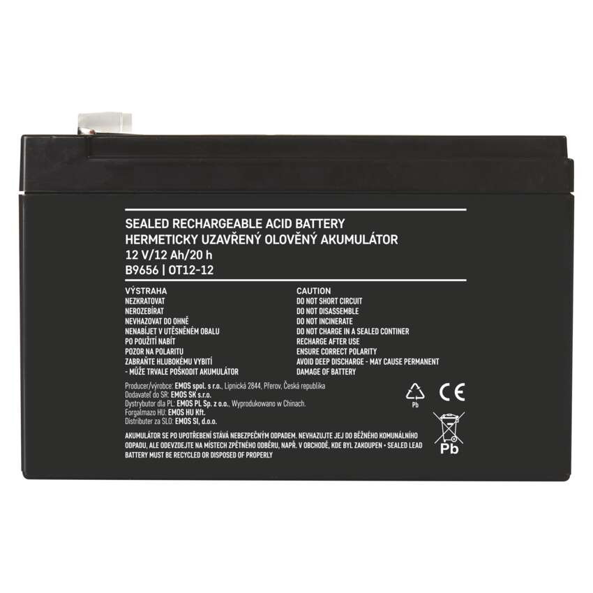 Bezúdržbový olověný akumulátor 12 V/12 Ah, faston 6,3 mm