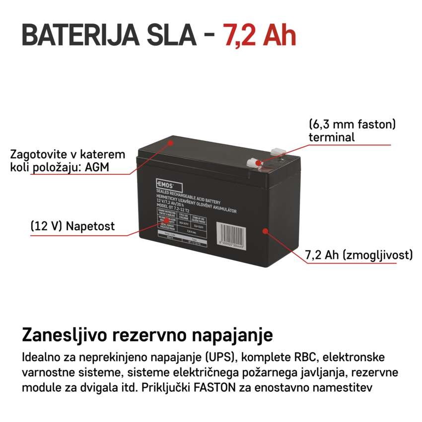 Svinčeni akumulator SLA 12V 7,2AH