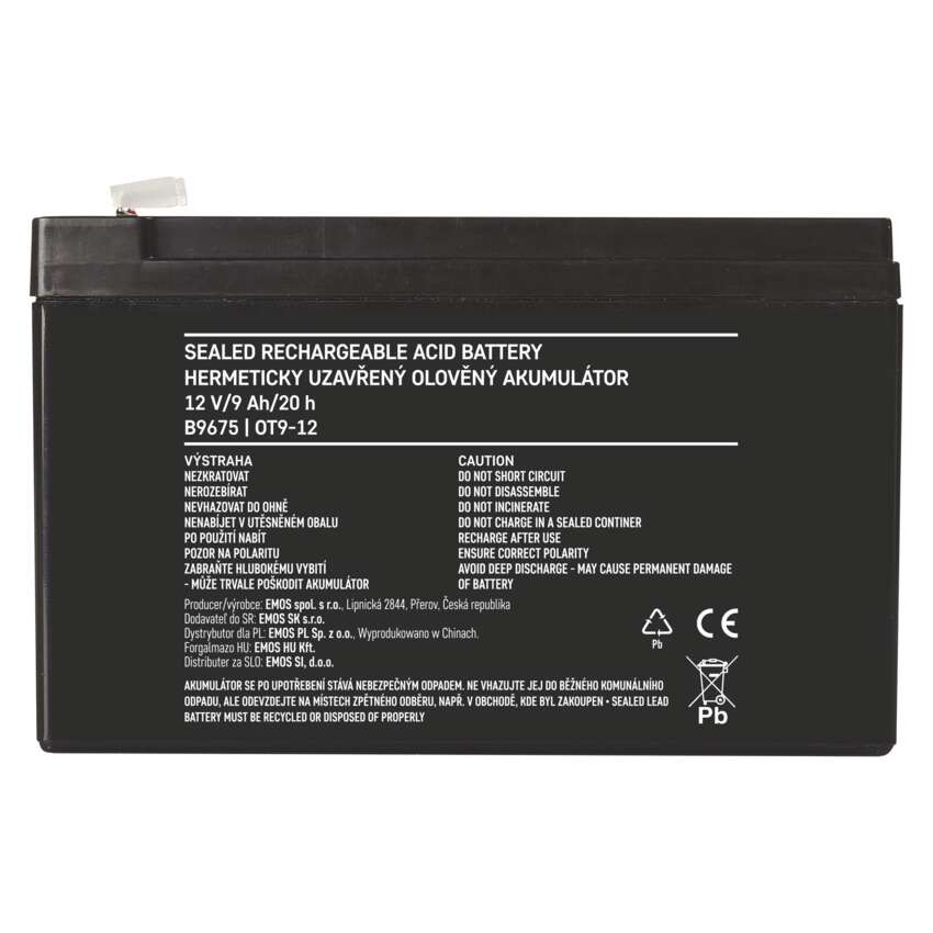 Wartungsfreier Blei-Akku 12 V/9 Ah, faston 6,3 mm