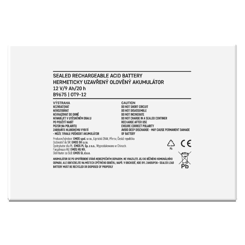 Wartungsfreier Blei-Akku 12 V/9 Ah, faston 6,3 mm