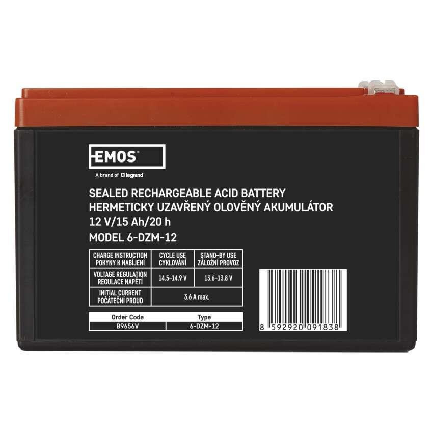 Bezúdržbový olovený trakčný aku. 12 V/15 Ah, faston 6,3 mm