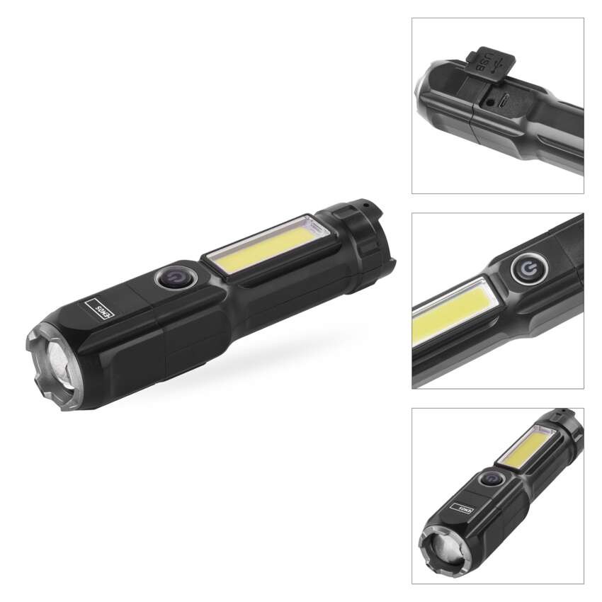 LED-es újratölthető műanyag zseblámpa P3214, 150 lm