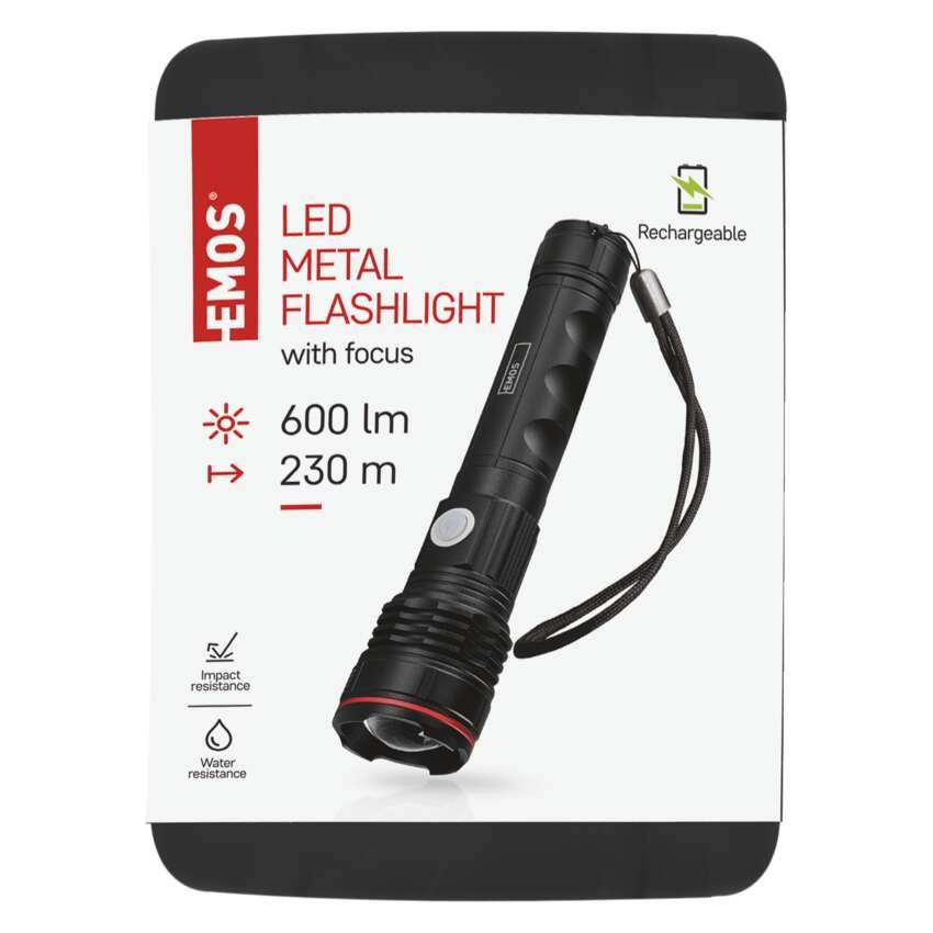 LED nabíjacie kovové svietidlo, 600 lm