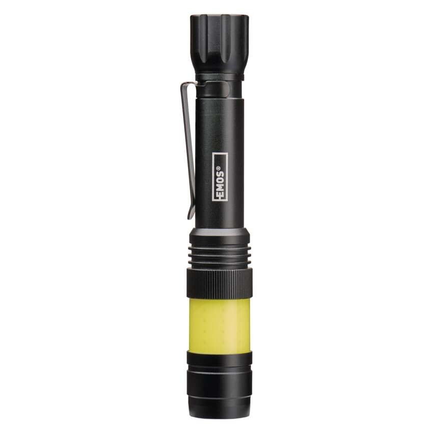 EMOS COB LED fém zseblámpa, 2xAAA, 180lm, IP44