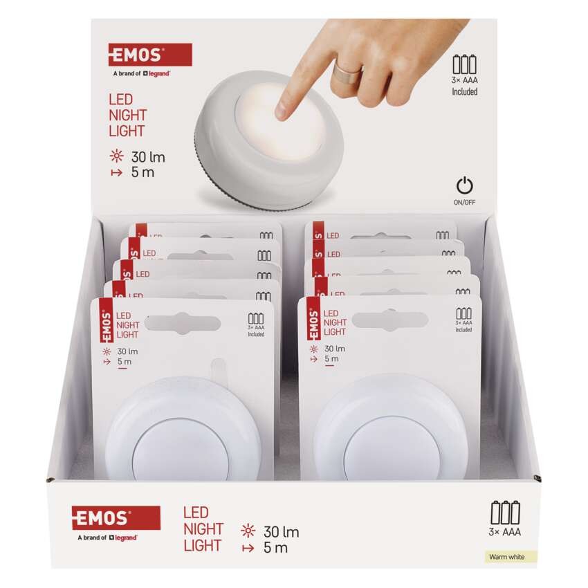 Nočna lučka 4 LED 3× AAA, 10 kos, box