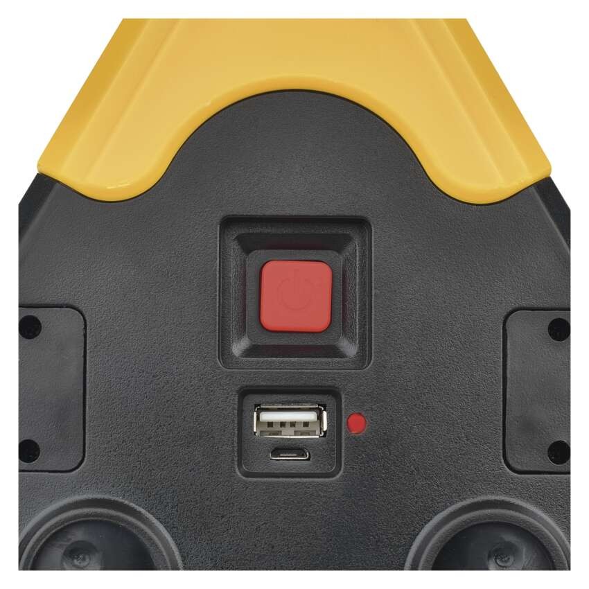 LED figyelmeztető háromszög, tölthető, COB LED + piros LED