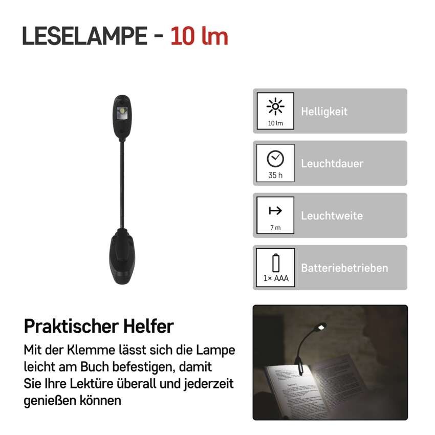 LED Leselampe, 10 lm, 1× AAA