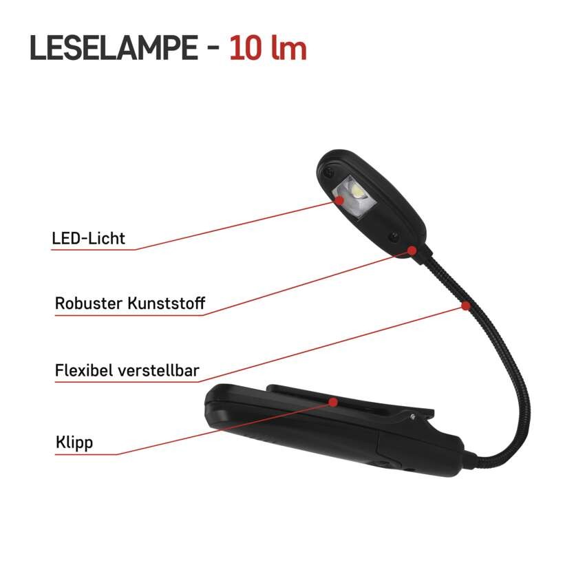 LED Leselampe, 10 lm, 1× AAA