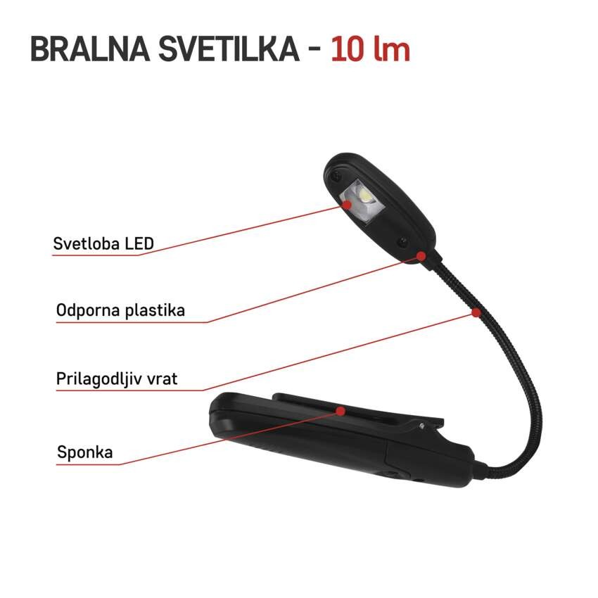 LED svetilka za branje 1 LED, 10 lm, 1× AAA